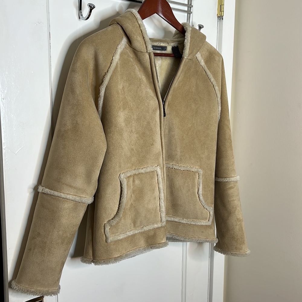 COPY - Sherpa lined faux suede Hooded and Zip up Patchwork style Penny Lane Y2K